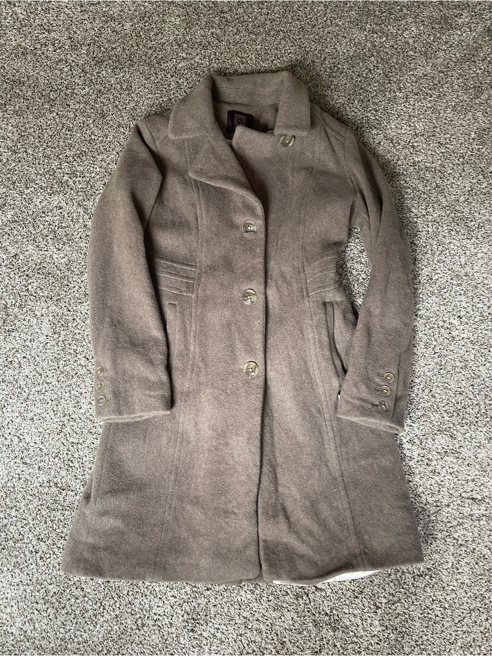 Anne Klein Taupe Wool-Blend Peacoat